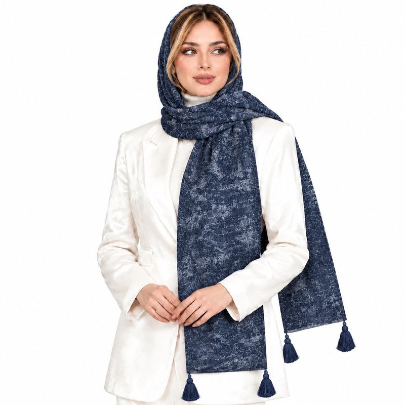 شال زنانه نخی طرح انتزاعی مدل E600
