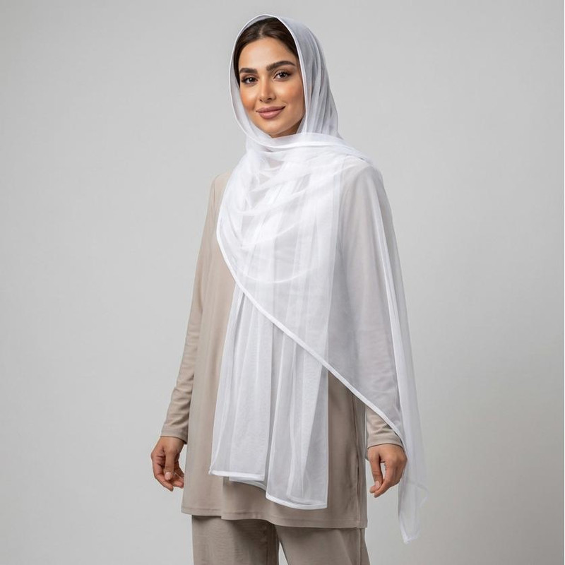 شال زنانه مدل ساده توری فانتزی مهمانی دور نوار دوزی شده تابستانی کد 1