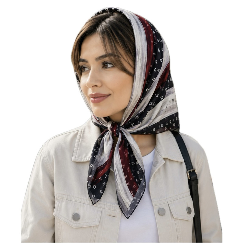مینی اسکارف نخ زنانه مدل E005 با طول و عرض 83*83 سانتی‌متر