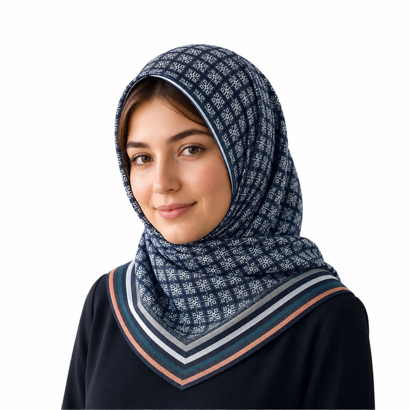 مینی اسکارف نخ زنانه مدل E201 با طول و عرض 83 * 83 سانتیمتر