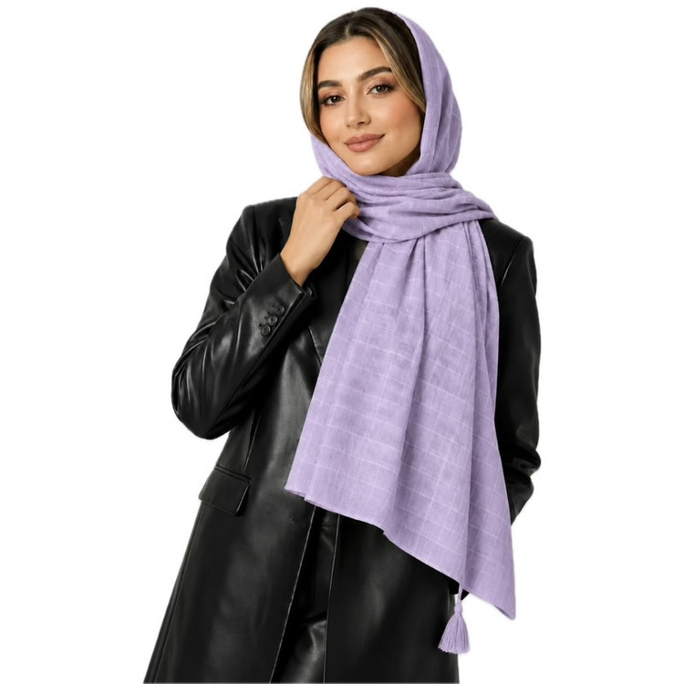 شال زنانه نخی مدل چهار خانه کد E300