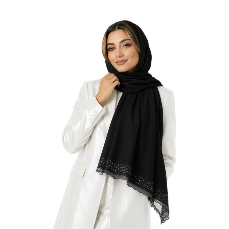 شال زنانه نخی درختی مدل نگین دار E200