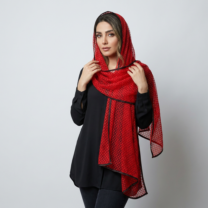 شال الیاف نخی، تور زنانه مدل Z-33086 با طول و عرض 190*70 سانتیمتر