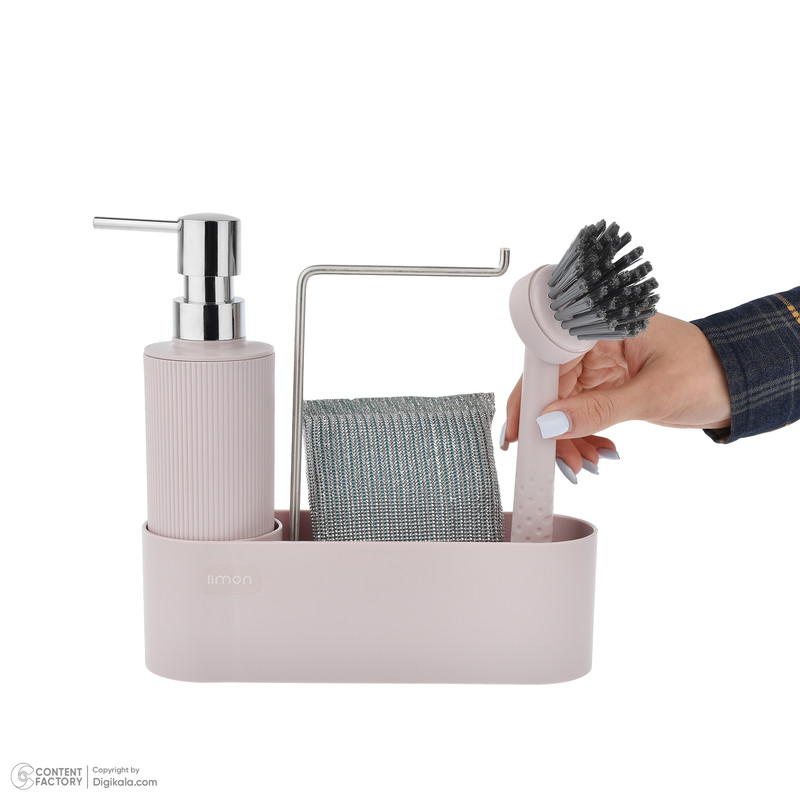 مخزن مایع ظرفشویی لیمون کد RM2124 به همراه استند و فرچه