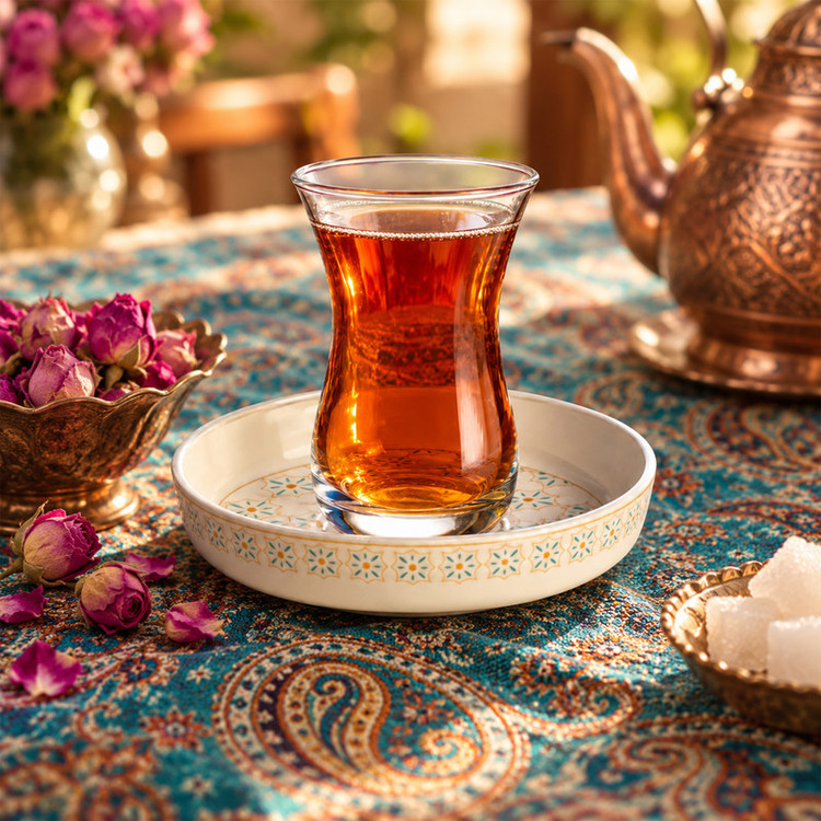 ست فنجان و نعلبکی 12 پارچه 6 نفره سی اند اس مدل بورسا اسلیمی