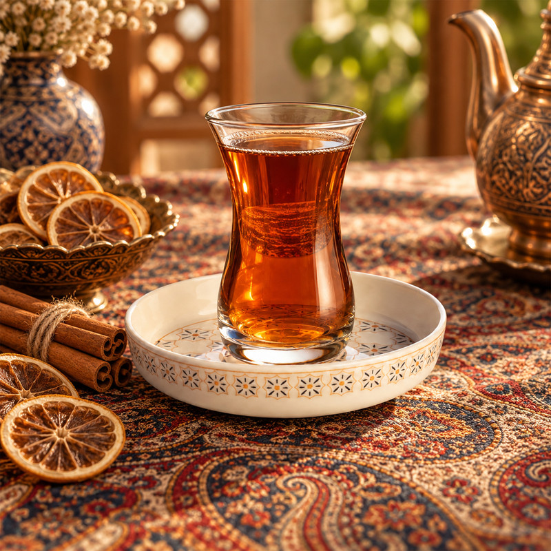 ست فنجان و نعلبکی 12 پارچه 6 نفره سی اند اس مدل بورسا اسلیمی