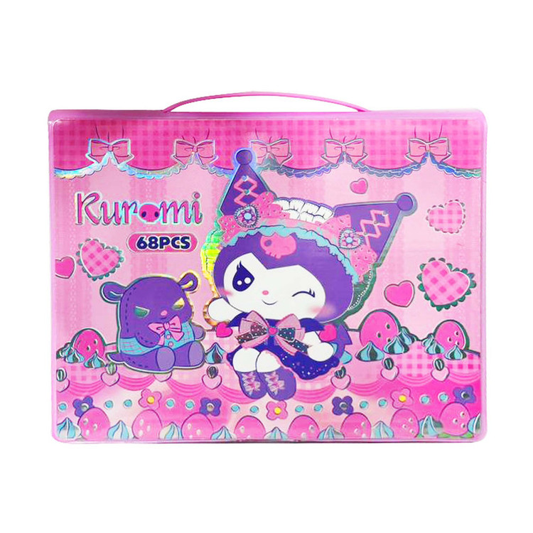 بسته لوازم تحریر مدل کیف کرومی عروسکی کد 02 مجموعه 68 عددی