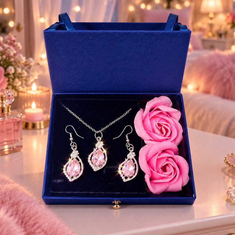 ست هدیه زنانه مدل نگین یاس همراه باکس گل معطر کد 993