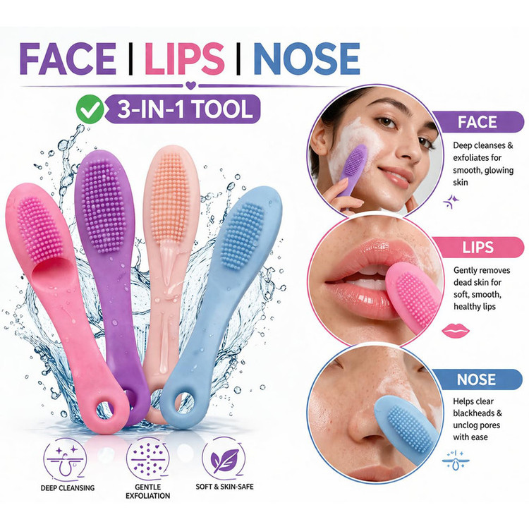 برس سیلیکونی پاکسازی و ماساژ صورت مدل انگشتی بسته 4 عددی