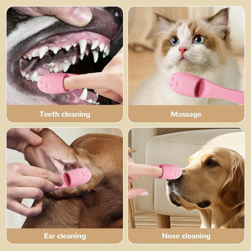 مسواک انگشتی سگ و گربه مدل Soft Brush بسته 4 عددی