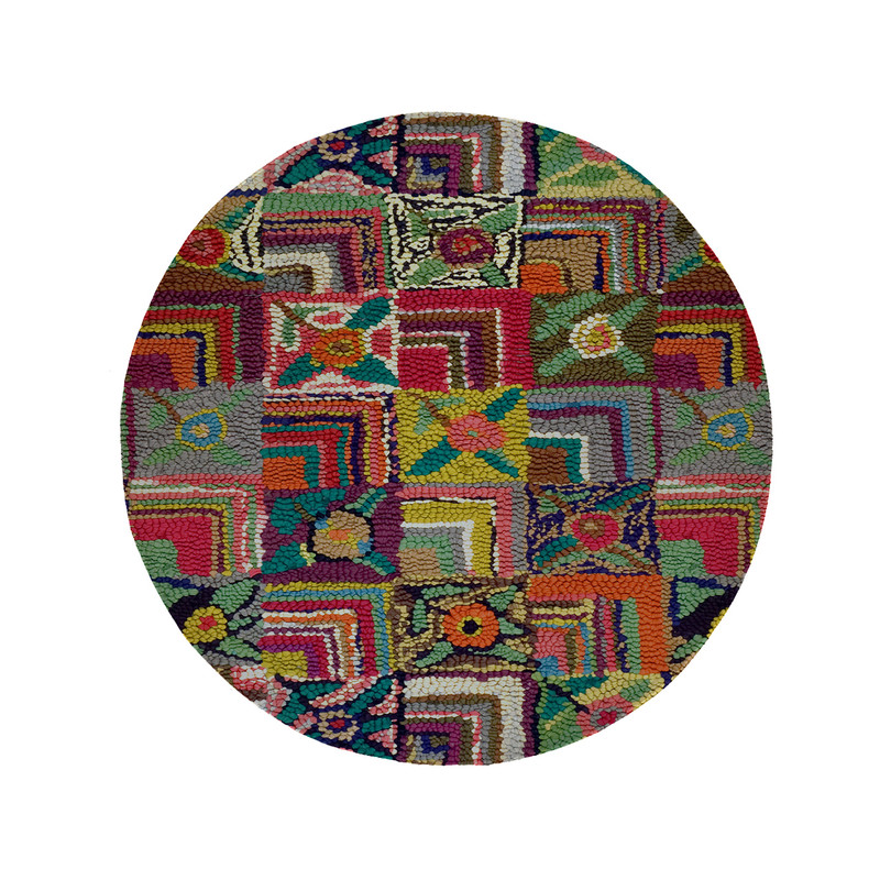 پادری مدل دایره طرح چهارخونه کد 5233 سایز 90 × 90 سانتی متر