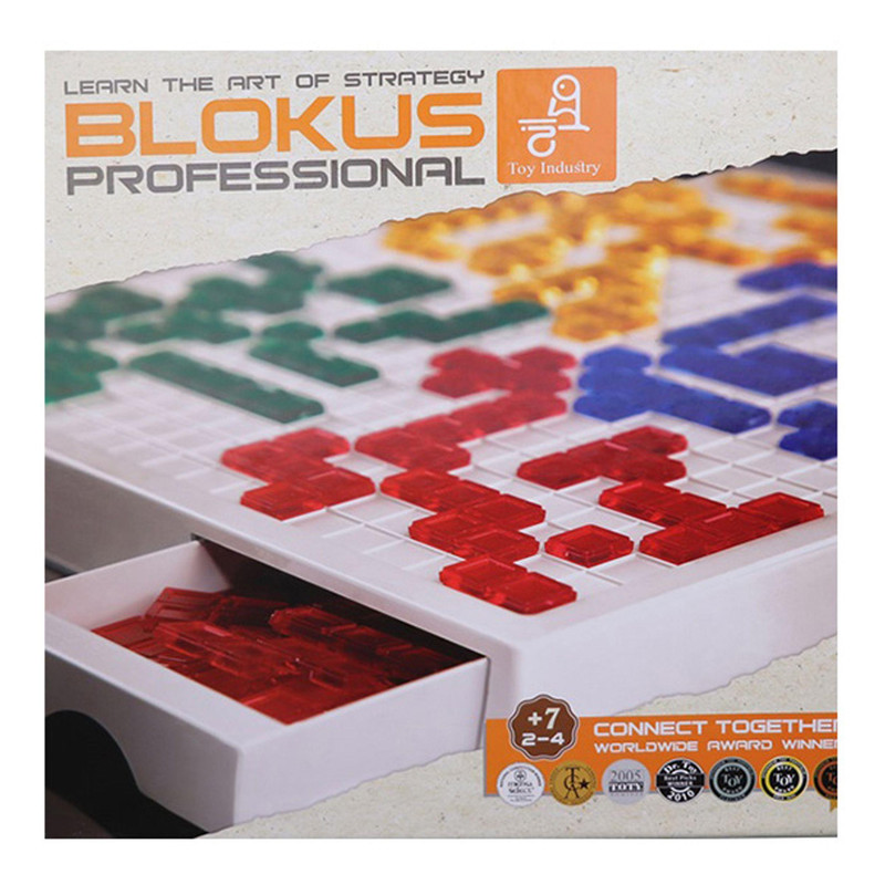 بازی فکری مهره‌ای مدل BLOKUS با 84 قطعه رنگی، مناسب 2 تا 4 بازیکن در رده سنی کودک تا بزرگسال، با مدت زمان بازی 15 تا 30 دقیقه و تاکتیک ساخت‌وساز، تولید داخل ایران