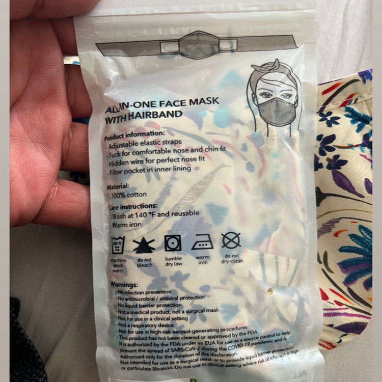 ماسک پارچه ای دو لایه آی ام مدل هدبندی بسته 2 عددی