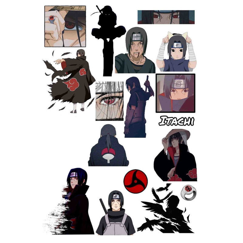 استیکر لپ تاپ مدل انیمه N Itachi کد 1020 مجموعه 17 عددی