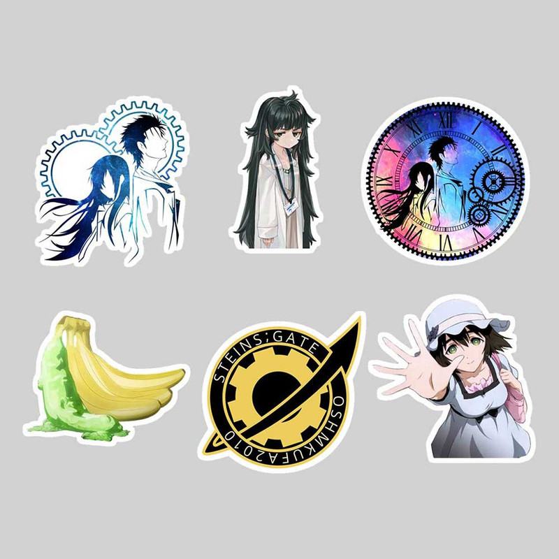 استیکر لپ تاپ پیکسل میکسل مدل انیمه steins gate مجموعه 6 عددی