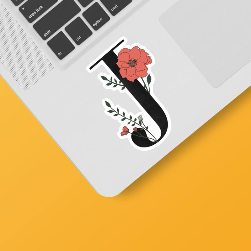 استیکر لپ تاپ و موبایل بووم طرح حروف انگلیسی مدل J کد 04