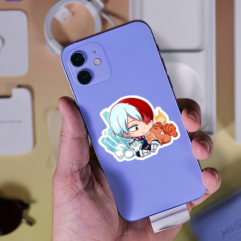 استیکر لپ تاپ پیکسل میکسل مدل انیمه My Hero Academia شوتو تودوروکی چیبی