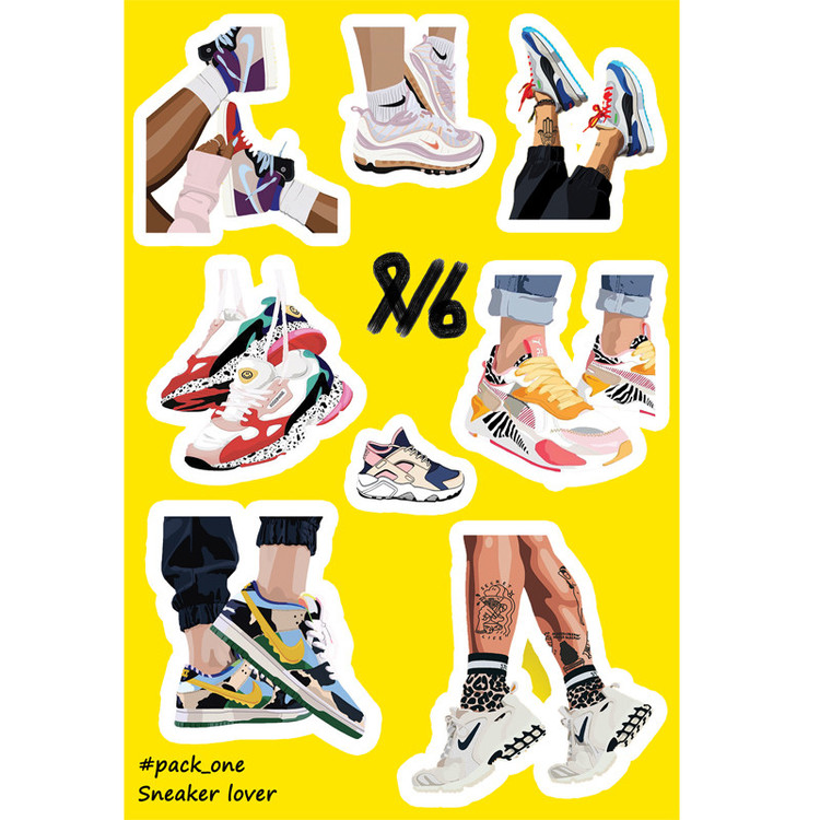 استیکر لپ تاپ طرح SNEAKERS مدل 01 مجموعه 8 عددی