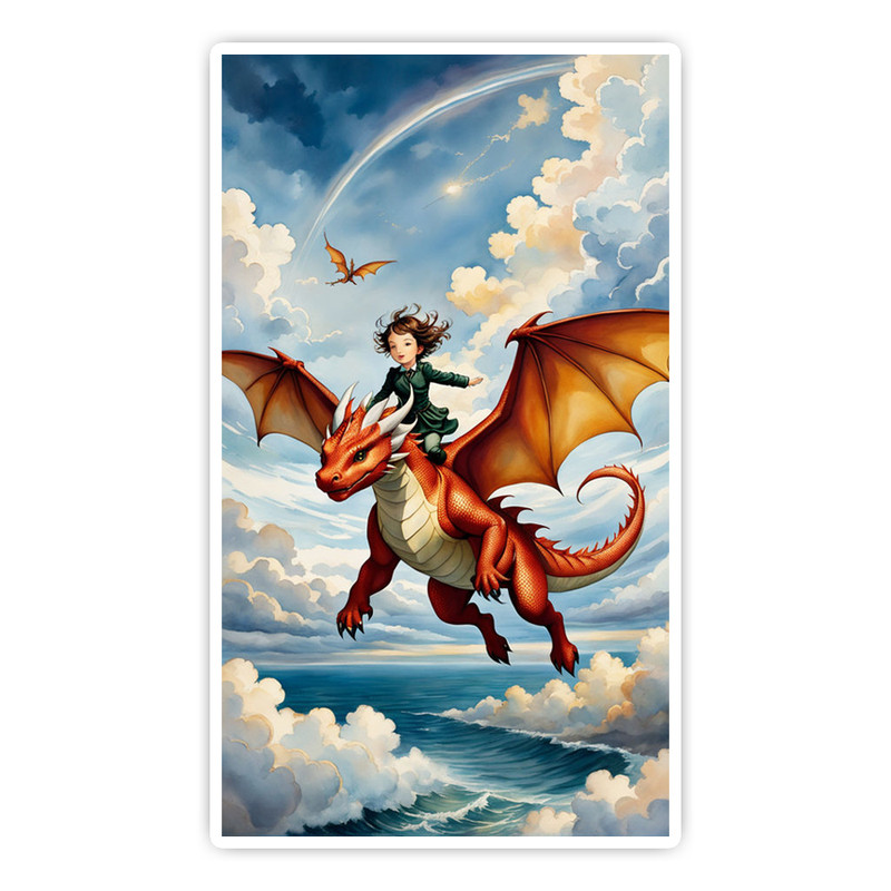 استیکر لپ تاپ و موبایل گوفی طرح اژدها سوار مدل Dragon rider 69