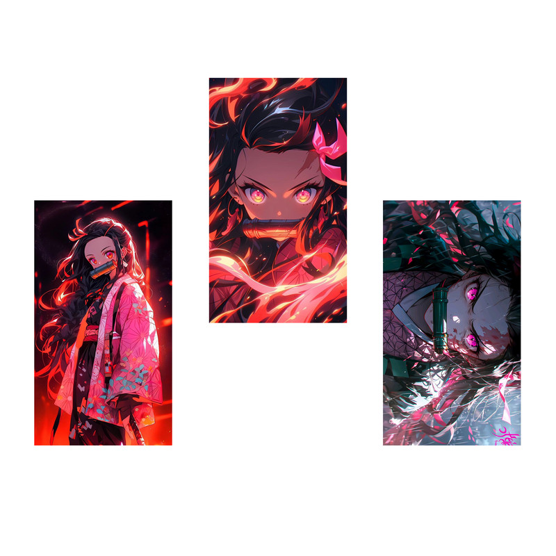 استیکر لپ تاپ و موبایل مدل انیمه طرح شیطان کش نزوکو کامادو demon slayer Nezuko Kamado کد 867 مجموعه 3 عددی