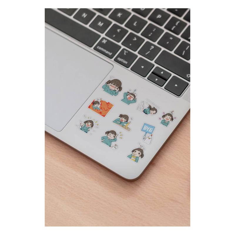 استیکر لپ تاپ و موبایل گوفی طرح دختر انیمه ای کد Anime girl 1 مجموعه 10 عددی