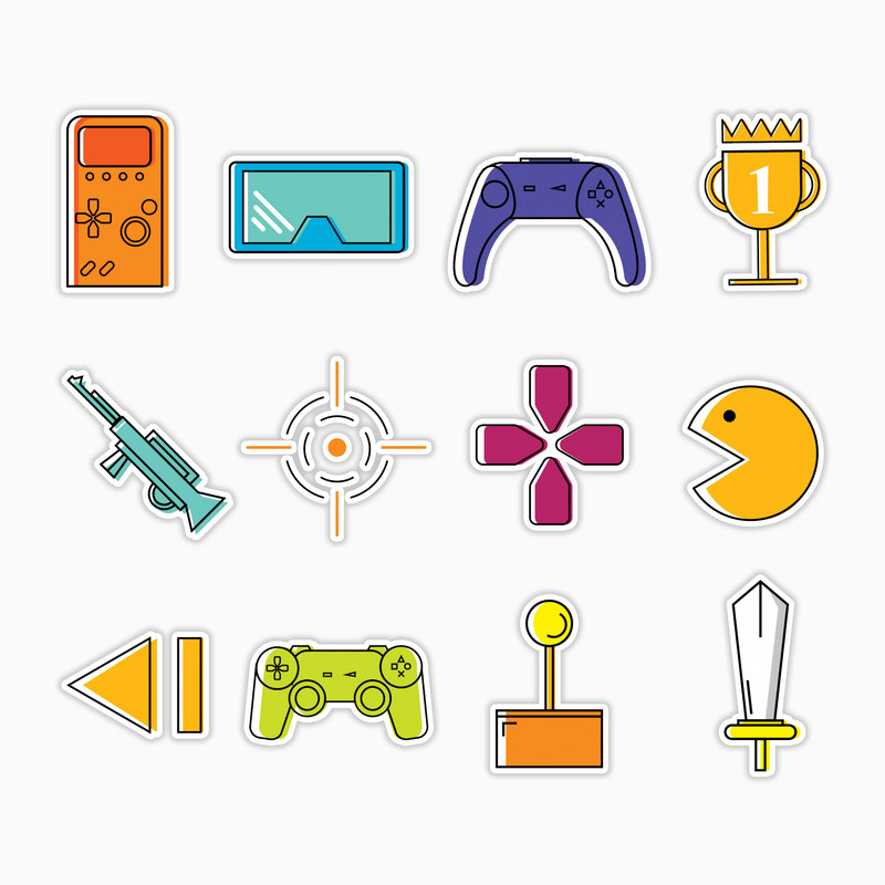 استیکر لپ تاپ و موبایل بووم طرح بازی کامپیوتری مدل Icon1 کد MA28 مجموعه 12 عددی