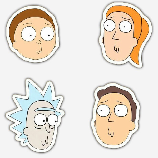 استیکر لپ تاپ و موبایل گوفی طرح ریک و مورتی مدل Rick family 1 مجموعه 4 عددی
