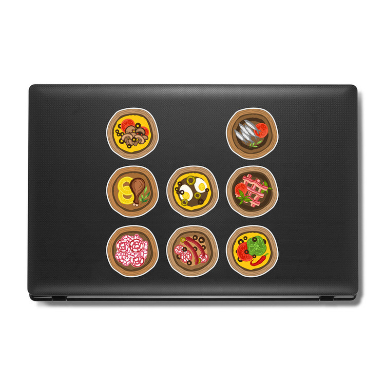 استیکر لپ تاپ و موبایل بووم طرح پیتزا مدل عجیب ترینها کد MM120 مجموعه 8 عددی