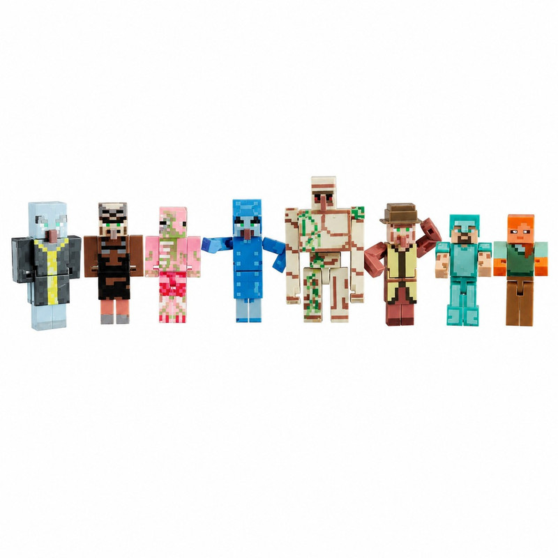 فیگور مدل ماینکرافت طرح Village &amp;Pillage ارتفاع 7 سانتی‌متر مجموعه 8 عددی