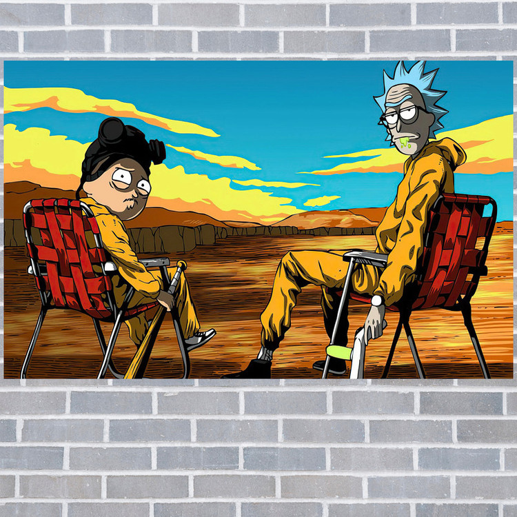 تابلو شاسی مدل گیمینگ طرح پوستر باکیفیت سریال ریک و مورتی سبک برکینگ بد rick & morty کد 1078