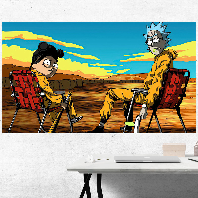 تابلو شاسی مدل گیمینگ طرح پوستر باکیفیت سریال ریک و مورتی سبک برکینگ بد rick & morty کد 1078