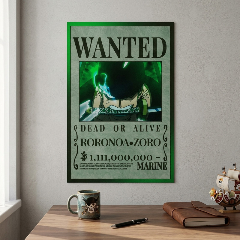 پوستر مدل تحت تعقیب وان پیس One piece طرح رورونوا زورو Roronoa Zoro کد 698