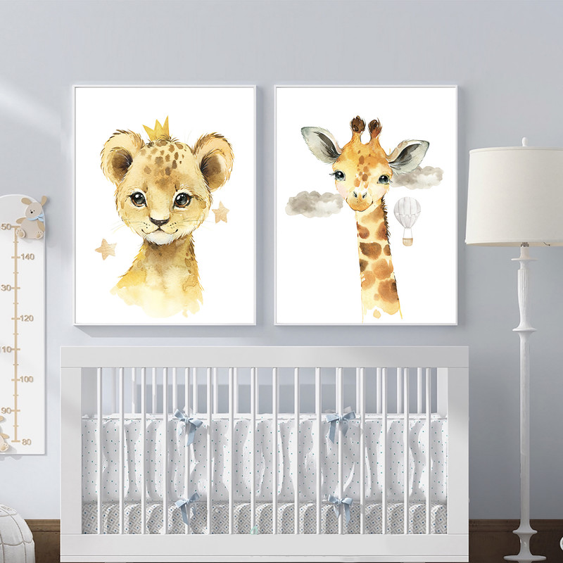 تابلو اتاق کودک مدل Elfap_Safari Animals بسته 2 عددی