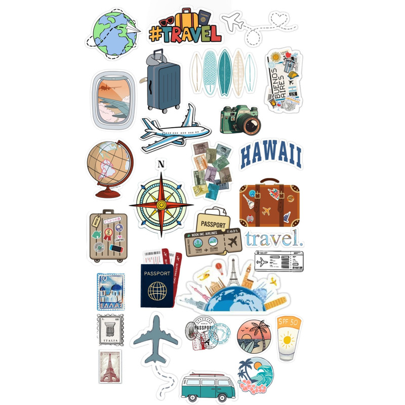 استیکر لپ تاپ طرح سفر و TRAVEL کد 353 مجموعه 25 عددی
