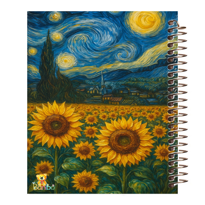 دفتر نقاشی 100 برگ بانیبو مدل گلهای افتابگردان کد 2730