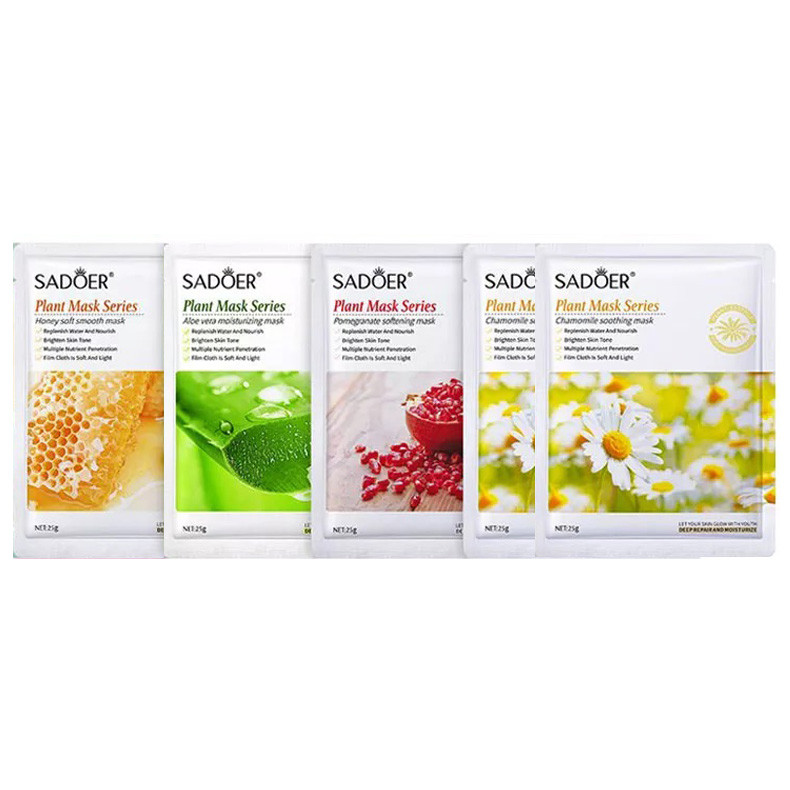 ماسک صورت سادور مدل 01 آبرسان، آرامشبخش، از بین برنده تیرگی و لکه، بازسازیکننده، براقکننده، ترمیمکننده، تسکیندهنده، جوانکننده، درخشانکننده، مرطوبکننده، نرمکننده، دارای عصاره، مناسب انواع پوست بسته 5 عددی وزن 25 گرم
