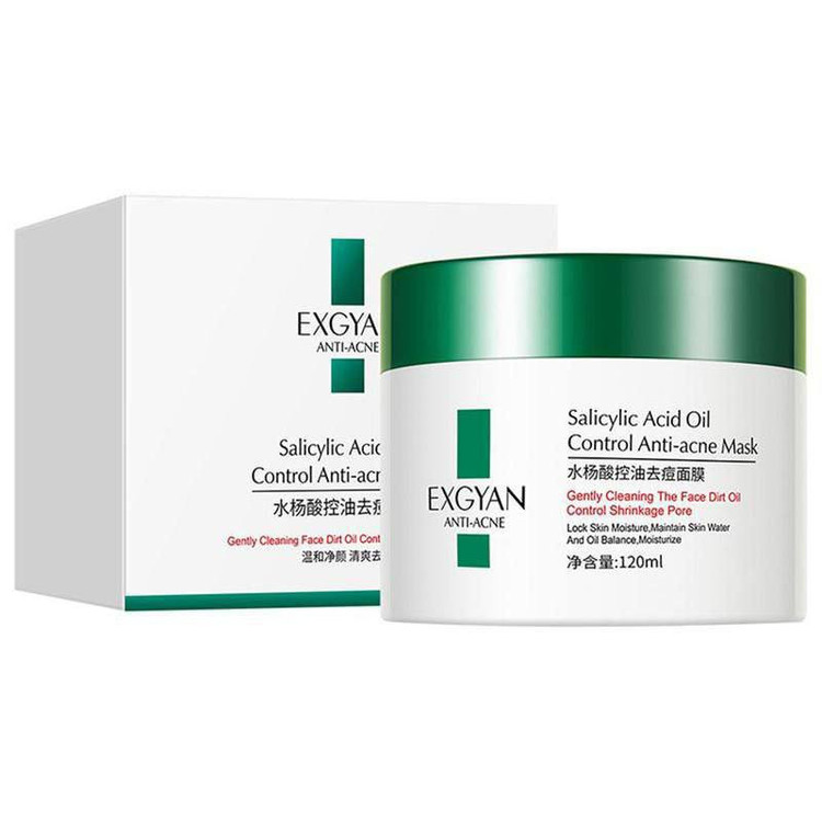 ماسک صورت آکنه سالیسیلیک اسید اکسگین حجم 120 میلیلیتر، کنترلکننده چربی، بستن منافذ، از بین برنده آکنه و جوش، پاکسازی سلولهای مرده، پیشگیری از لک، روشنکننده پوست، مناسب انواع پوست