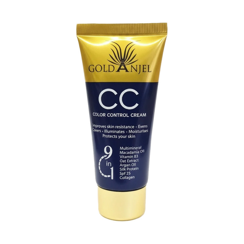 کرم پودر CC مایع SPF 25 گلد آنجل مدل Color Control شماره 01 مناسب برای انواع پوست حجم 60 میلیلیتر