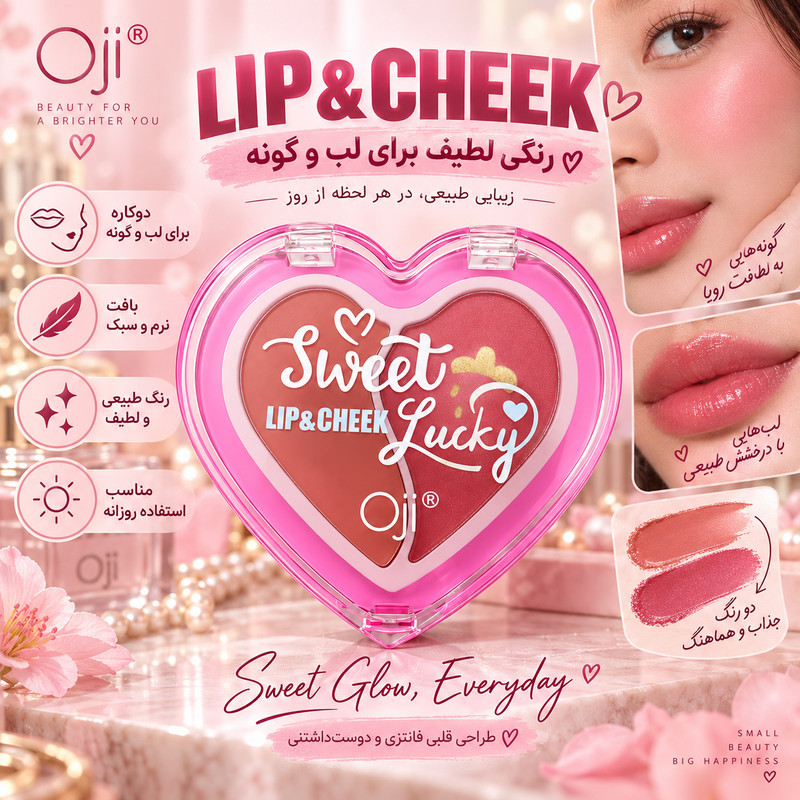پالت رژ گونه او جی مدل لاکی