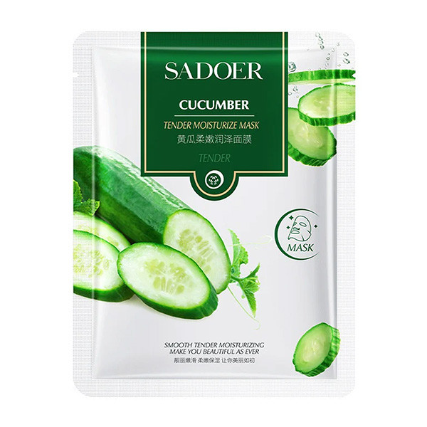 ماسک ورقهای صورت سادور مدل خیار و چای سبز وزن 25 گرم بسته 12 عددی با هیالورونیک اسید، آبرسان، مرطوبکننده، ضد چروک، روشنکننده، کوچککننده منافذ و تقویتکننده پوست مناسب انواع پوست