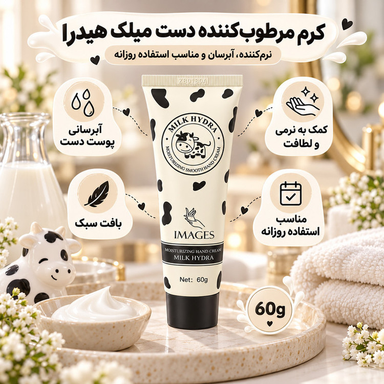 کرم مرطوب کننده دست ایمجز مدل شیر مناسب برای انواع پوست وزن 60 گرم