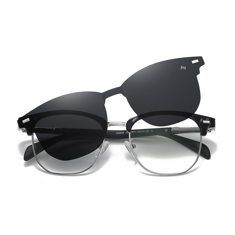 فریم عینک طبی به همراه کاور آفتابی آلبرت وگ مدل CG3202C656-P01 Polarized Double Switch