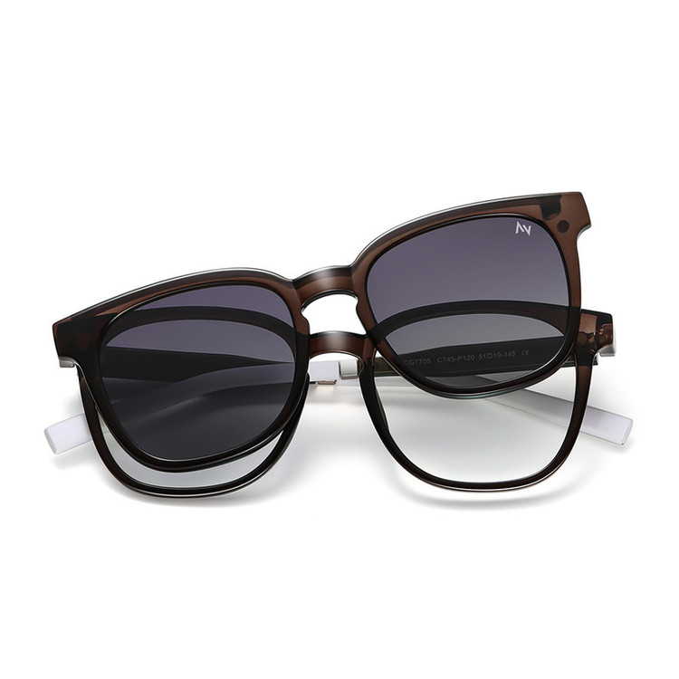 فریم عینک طبی آلبرت وگ مدل CG7705C745-P120 Polarized Double Switch به همراه کاور آفتابی