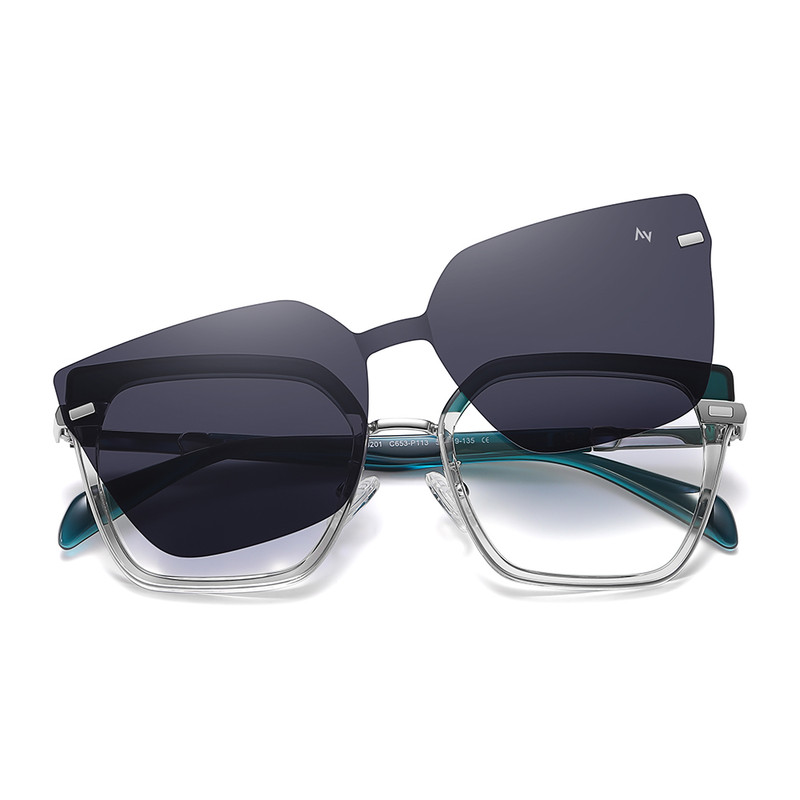 فریم عینک طبی زنانه به همراه کاور آفتابی آلبرت وگ مدل CG3201C653-P113 Polarized Double Switch