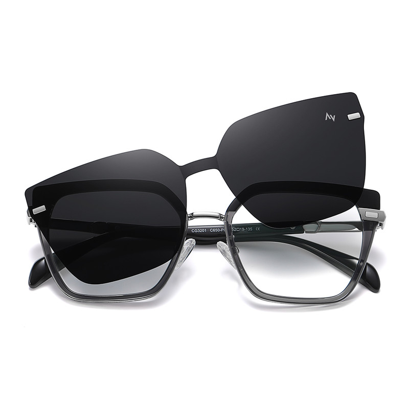 فریم عینک طبی زنانه به همراه کاور آفتابی آلبرت وگ مدل CG3201C650-P01 Polarized Double Switch