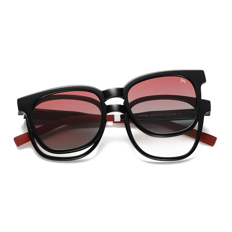 فریم عینک طبی آلبرت وگ مدل CG7705C01-P199 Polarized Double Switch به همراه کاور آفتابی