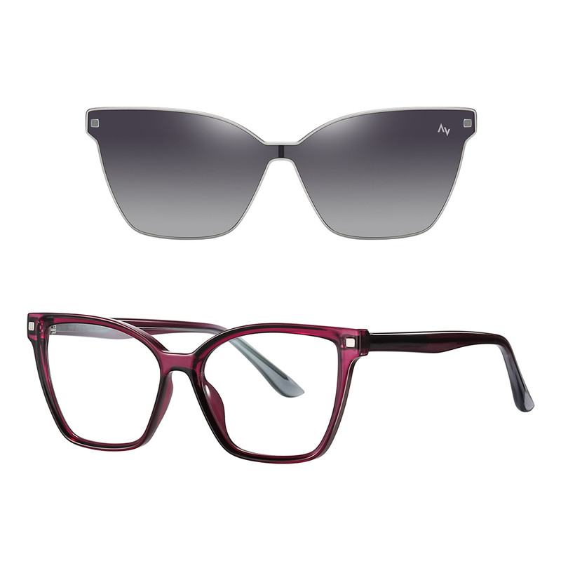 فریم عینک طبی آلبرت وگ مدل CG7802C640-P115 Polarized Double Switch به همراه کاور آفتابی