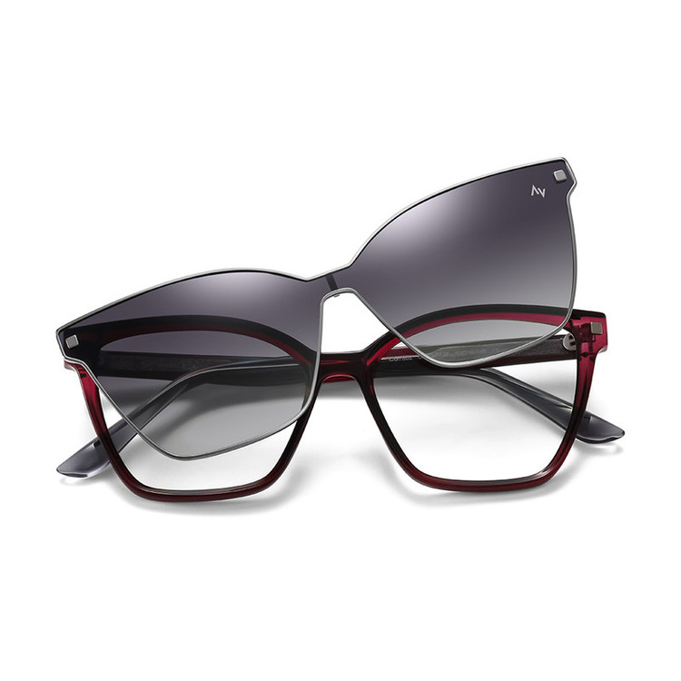 فریم عینک طبی آلبرت وگ مدل CG7802C640-P115 Polarized Double Switch به همراه کاور آفتابی