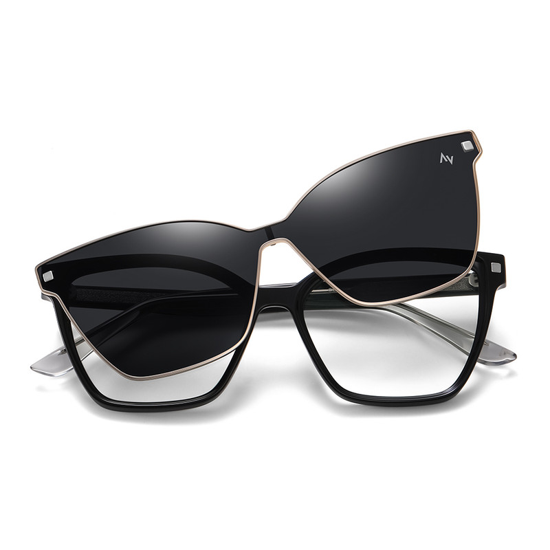 فریم عینک طبی آلبرت وگ مدل CG7802C01-P109 Polarized Double Switch به همراه کاور آفتابی