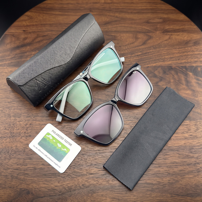 فریم عینک طبی آلبرت وگ مدل CG7704C344-P190 Polarized Double Switch به همراه کاور آفتابی